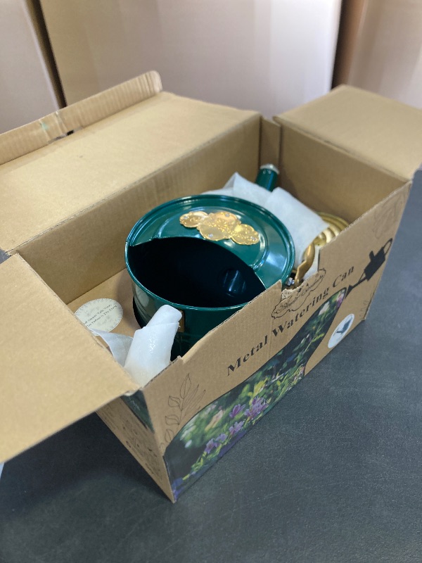 Photo 1 of 1 Gallon Galvanized Metal Watering Can with Solid Brass Sprout, Handle & Base Trim - Genuine Forged Copper Joints for Indoor/Outdoor Plants, Garden, Balcony for Kids and Adults (Emerald Brass)