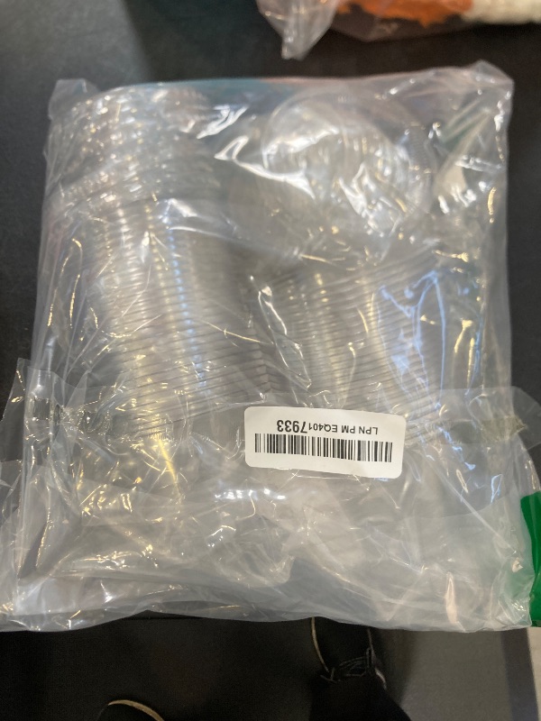Photo 1 of 50 Pack Clear Cups with Lids,6 oz Plastic Disposable Cups with Flat Lids(No Hole),Crystal PET Dessert Party Cups for Smoothy's,Ice Cream,Fruits,Snack,Cold Drinks
