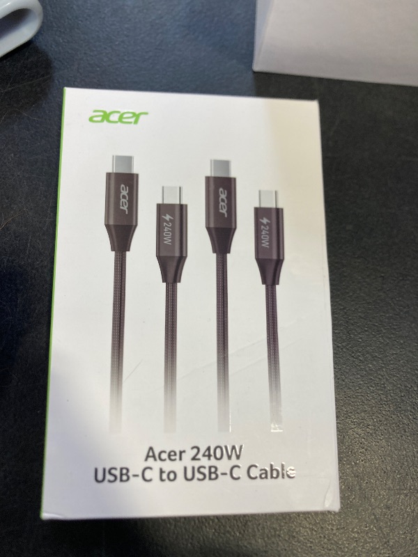 Photo 1 of acer USBC Cable, 240W USB C Cable (6.6FT/2 Pack), C to C Fast Charging Nylon Braided Type-C Charger Cord Compatible with iPhone 17/16/ 15 Pro Max, Galaxy S25/S24, MacBook Pro/Air, iPad, Laptop, etc. SEALED