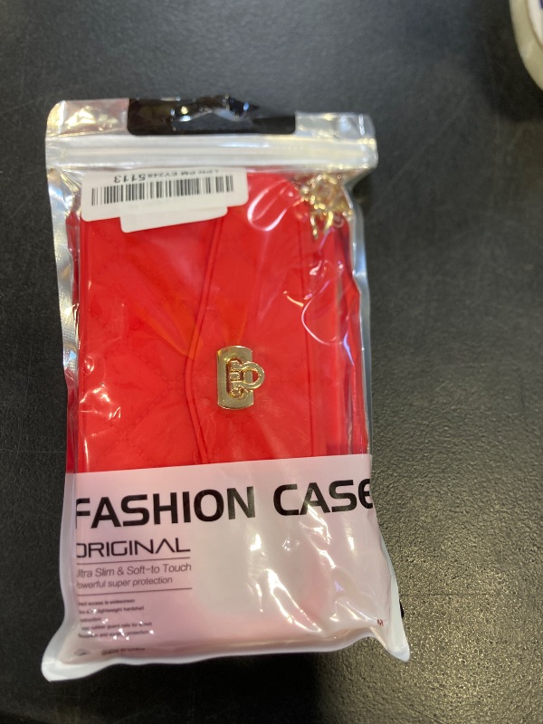 Photo 1 of UnnFiko Wallet Phone Case Compatible with iPhone 16 Pro Max, Cute Light Luxury Bag Design, Purse Flip Card Pouch Cover Soft Silicone Case with Handstrap Long Shoulder Strap (Red, iPhone 16 Pro Max)