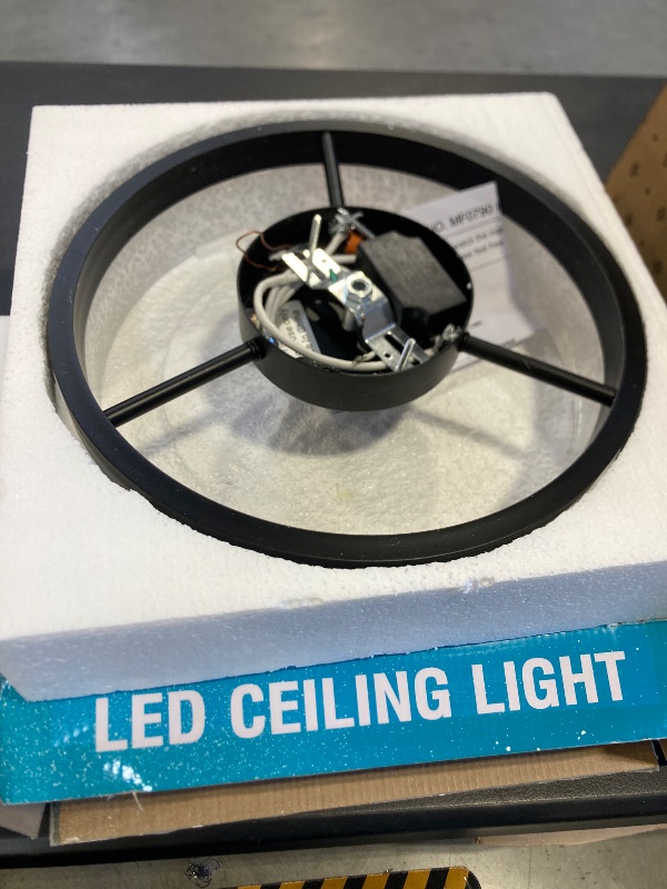 Photo 1 of Jaycomey Modern LED Ceiling Light Fixture, 11.65" Black Flush Mount Kitchen Lighting with Clear Seeded Acrylic Lampshade,Round Ceiling Lamp Lights for Dining Room Foyer Hallway