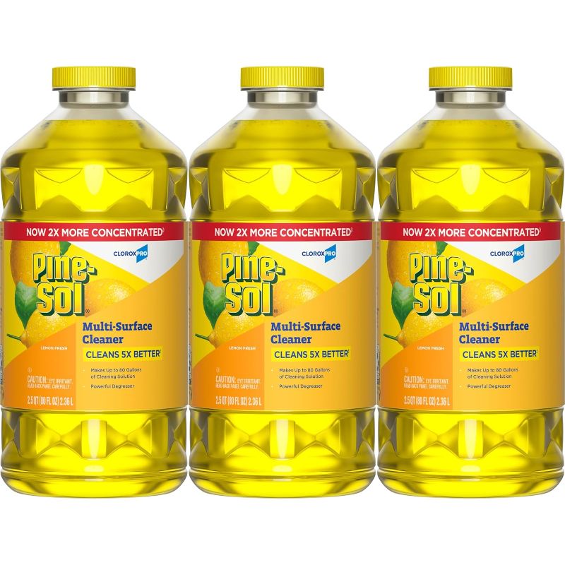 Photo 1 of 3 PACK Pine-Sol Multi-Surface Cleaner, CloroxPro, 2x Concentrated Formula, Lemon Fresh, 80 Fl Oz