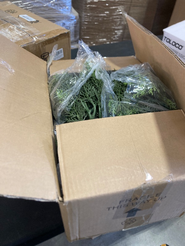 Photo 1 of 2FT Artificial Topiary Tree Beautiful Realistic Faux Cedar Pines Christmas Trees UV Rated Fake Shrubs for Front Porch Faux Plants Indoor and Outdoor Decor?2 Pack?