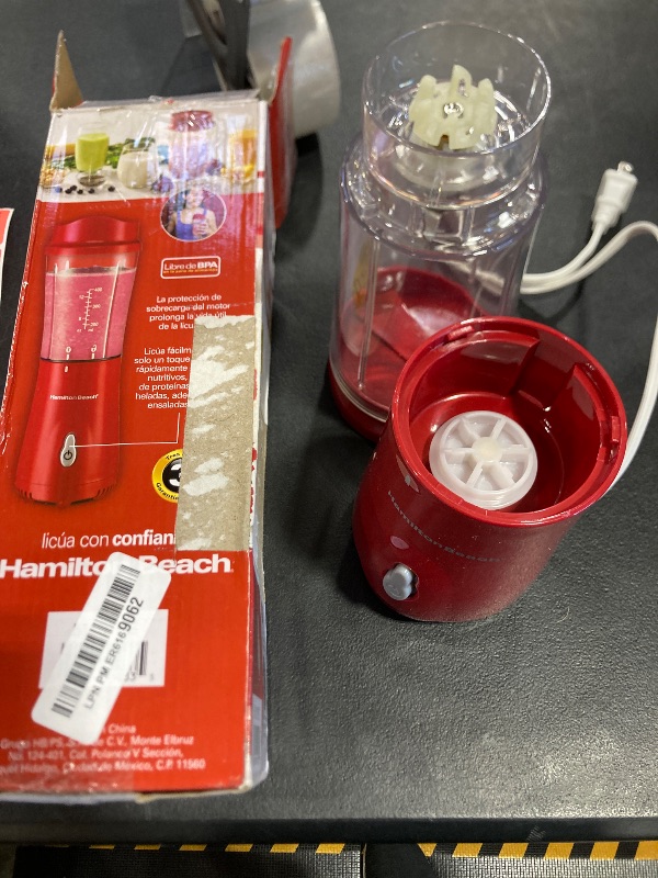Photo 1 of Hamilton Beach Portable Blender for Shakes and Smoothies, 14 Oz BPA Free Travel Cup & Lid, Durable Stainless Steel Blades, Personal Smoothie Blender, Red (51101RV)