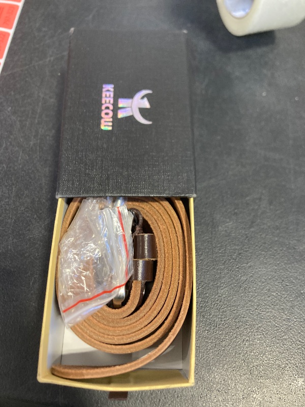 Photo 1 of KEECOW Men's 100% Italian Cow Leather Belt Men With Anti-Scratch Buckle,Packed in a Box (1001-brown, 42-46)
