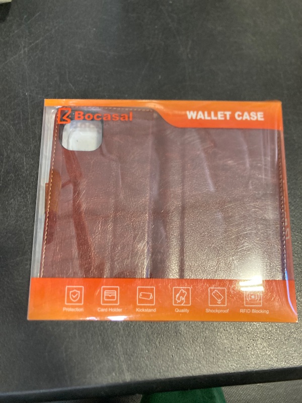 Photo 1 of Bocasal Detachable Wallet Case for iPhone 14 RFID Blocking Card Slots Holder Premium PU Leather Magnetic Kickstand Shockproof Wrist Strap Removable Flip Protective Cover 5G 6.1 inch (Brown)