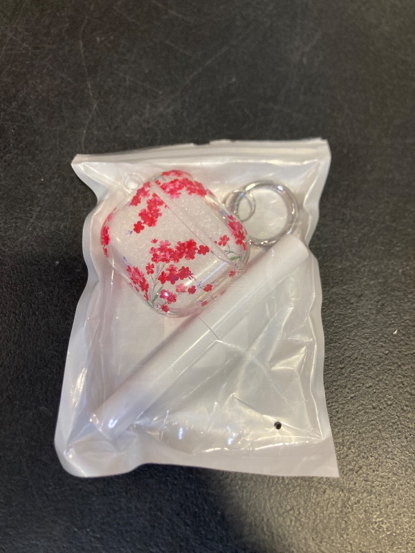 Photo 1 of Case for AirPods 4 - Wonjury Clear Case Cover Floral Print Skin Women Girls Keychain Cleaner Tool for Apple Airpods 4th 2024 - Flower Red