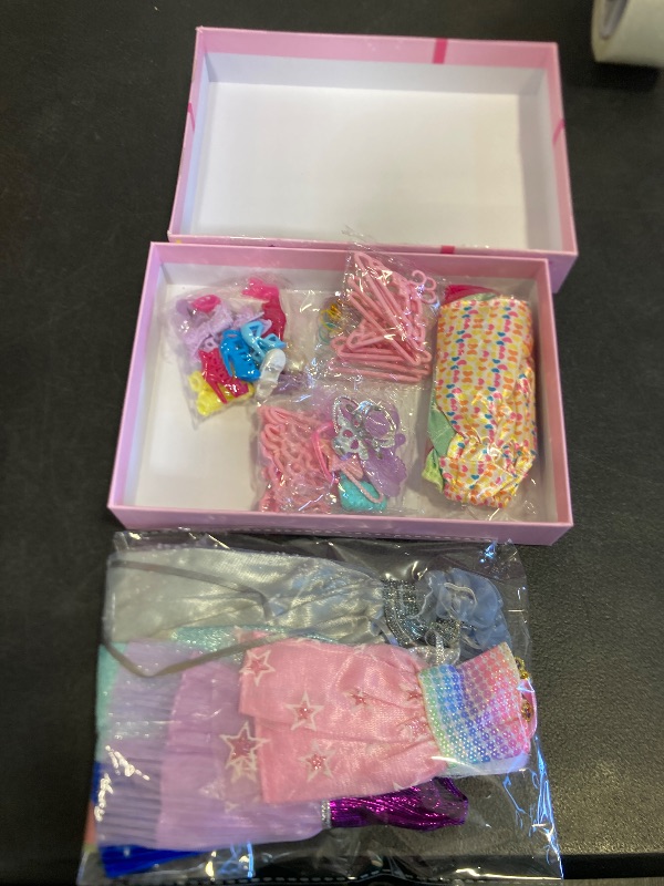 Photo 1 of Style Shine 70 Pcs Doll Clothes and Accessories,2 Wedding Gown 6 Fashion Dresses 2 Set Casual Outfits 1 Top 1 Pant Bikini 1 Swimsuit,20 Hanger 10 Shoe 27 Accessories Toys for Girls Kids Birthday Gift