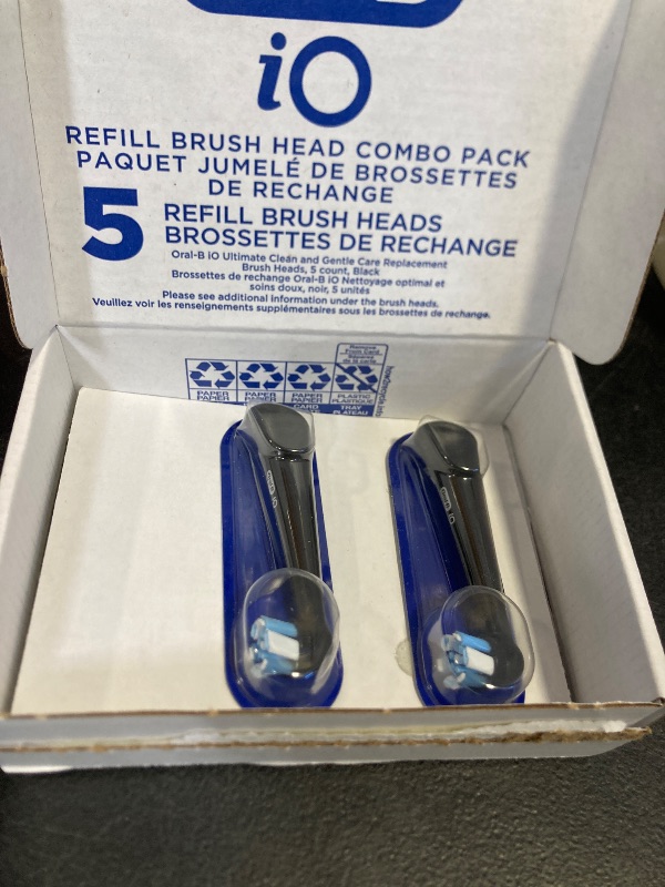 Photo 1 of Oral-B iO Ultimate Clean Replacement Brush Heads, 2 Count, 4 Ultimate Clean + 1 Gum & Sensitive Black