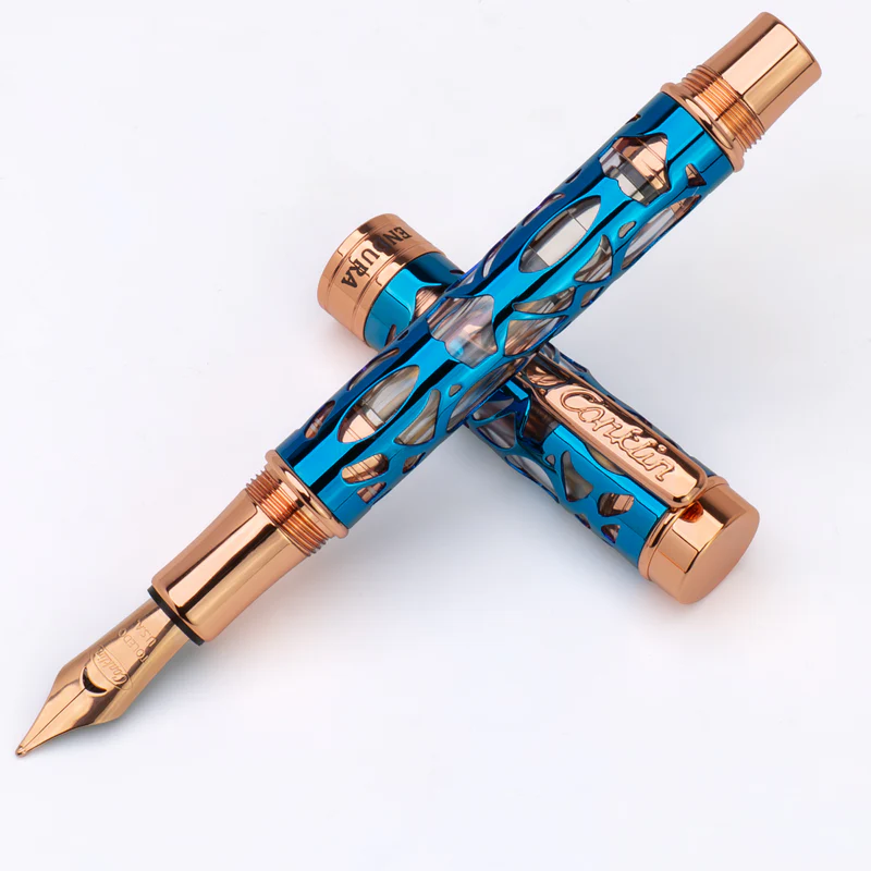 Photo 1 of Conklin Endura Deco Crest Fountain Pen Demo/Blue/Rosegold SET
