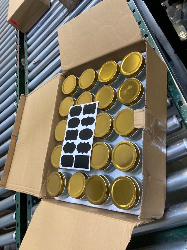 Photo 1 of 12oz Glass Jars With Lids Regular Mouth 20 Pack -Mason Jars 12 oz For Crafts, Meal Prep, Canning Jars For Food Storage Frascos De Vidrio Con Tapa Para Conservas-with 20 Chalkboard Stickers-Gold Lid