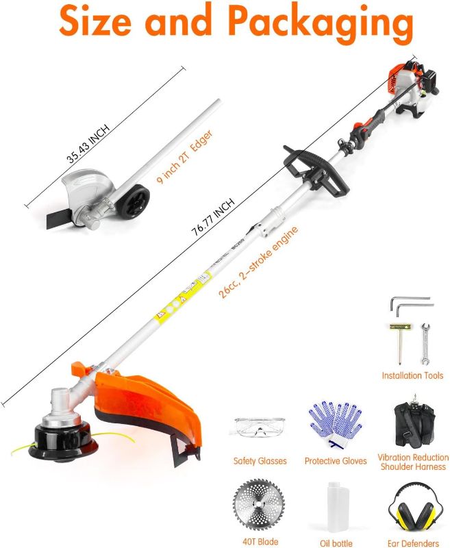 Photo 1 of 3 In 1  Eater/Wacker Gas Powered 17" Gas String Trimmer Edger Brush Cutter Light Weight 2-Cycle Gas Trimmer Yard Care Tools Rubber Handle & Shoulder Strap Included