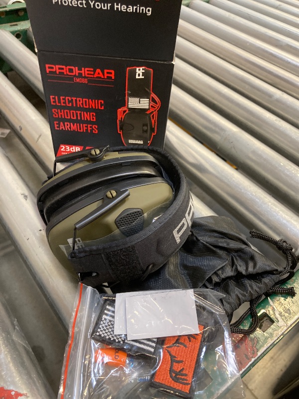 Photo 1 of PROHEAR Electronic Ear Protection with Gel Pads for Shooting with 4X Sound Amplification, Gun Range Hearing Protection Muffs, NRR 23dB Noise Reduction Headphones for Hunting, Green