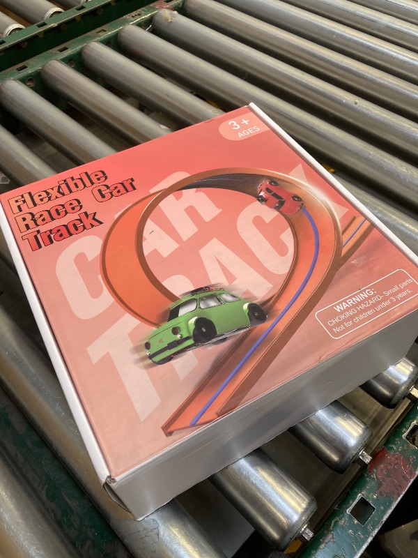 Photo 1 of 15 Ft Flexible Race Car Track Compatible with Hot Wheels and Diecast 1/64th Cars,Classic Long Rolls Up Portable Racetrack Roll Up Race Track