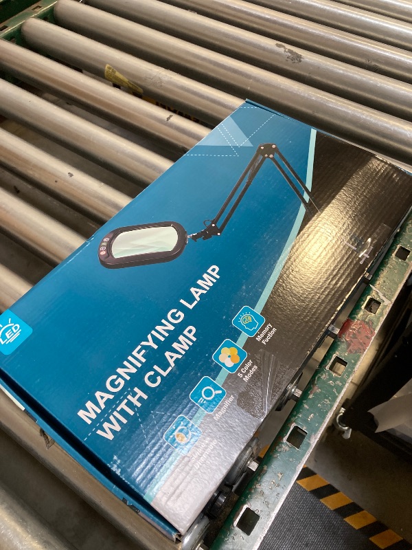 Photo 1 of 10X Rectangle Magnifying Glass with Light and Clamp, 5 Color Modes Stepless Dimmable, Lighted Magnifier with Stand Hands Free, Flexible Swing Arm LED Desk Lamp for Close Work, Craft, Reading, Painting