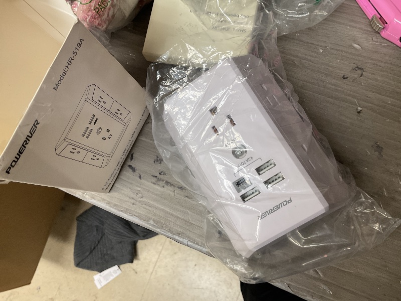 Photo 1 of USB Wall Charger, POWERIVER Multi Outlet Extender Surge Protector with 4 USB Ports, 1680J Wall Outlet Adapter Spaced for Home School Office, ETL Listed, White