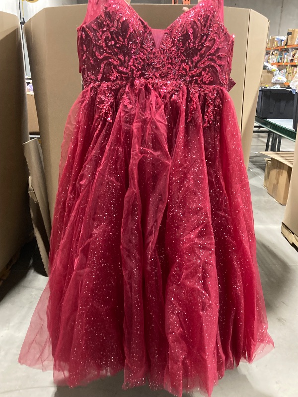 Photo 1 of A Line Sparkly Lace Appliques Prom Dresses for Women Spaghetti Straps Tulle Long Formal Evening Party Gowns