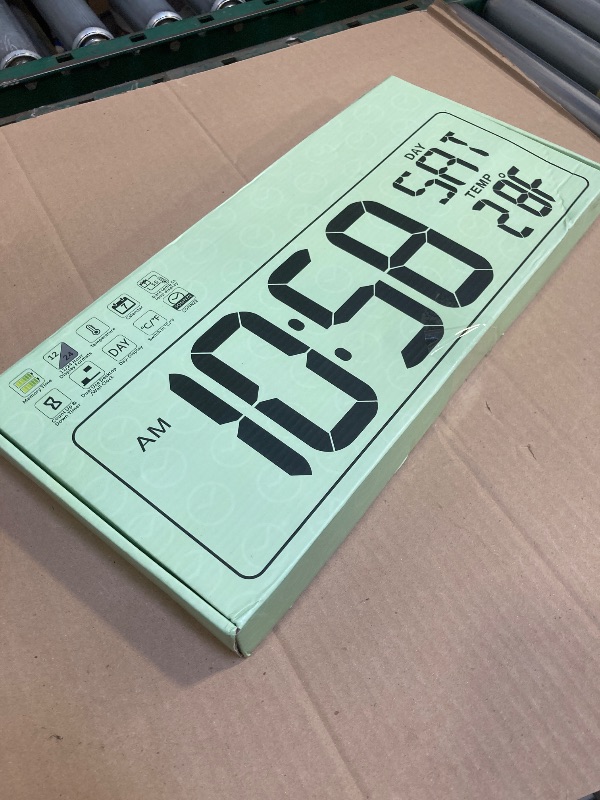Photo 1 of Large Digital Wall Clock Large Display 17.2" Big Digital Timer with 9 Groups Timer Remote Control for Gym Classroom 10 Colors Available for LED Wall Clock with Temperature Date Week DST Dynamic RGB