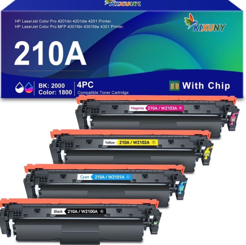 Photo 1 of 210A Toner 4 Pack (With Chip) Compatible for HP 210A 210X Toner Cartridge Set