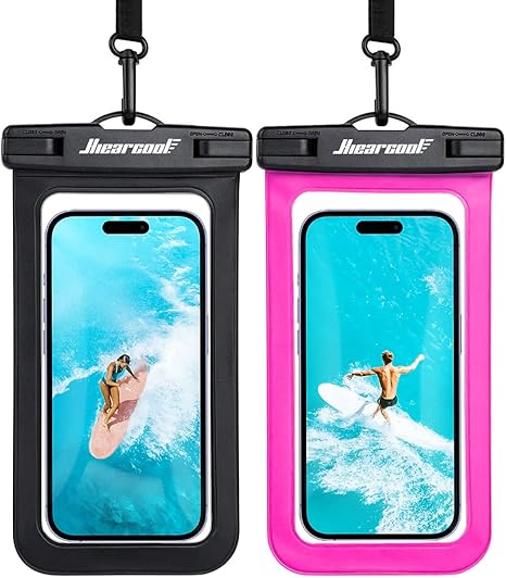 Photo 1 of Hiearcool Waterproof Phone Pouch, Underwater Phone Cases Compatible for iPhone 17 16 15 14 13 Pro Max, Waterproof Dry Bag for Cruise Travel Essentials Phone Water Protector Pouch - Black & Bright Red - 2 Pack
