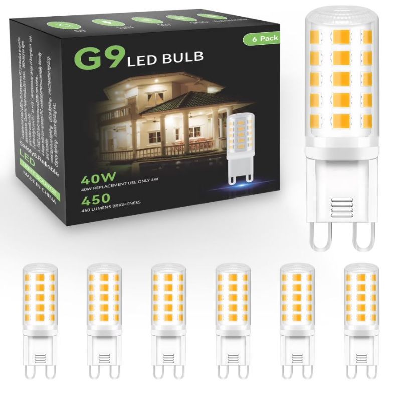 Photo 1 of DAYBETTER G9 LED Light Bulb No-Dimmable 4W, 40 Watt G9 Halogen Equivalent, 3000K Soft Warm White, 120V No-Flicker, Chandelier Lighting 450LM,85+ CRI,6 Pack
