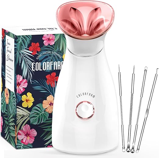 Photo 1 of Colorfarm Facial Steamer Nano Ionic: Face Steamer Deep Cleaning Unclogs Pores - Humidifier Hot Mist Home Sauna Spa for Women Men Sinuses Moisturizing
