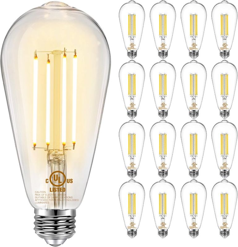 Photo 1 of DAYBETTER 16 Pack Vintage LED Edison Bulbs, E26 Led Bulb 60W Equivalent, Dimmable Led Light Bulbs, High Brightness 800 LM Warm White 2700K, ST58 Antique LED Filament Bulbs, Clear Glass Style for Home
