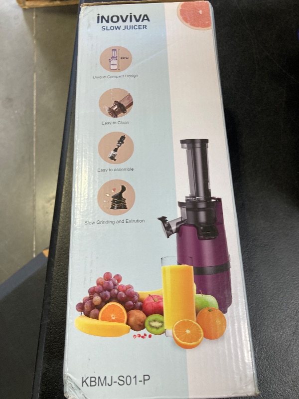 Photo 1 of Cold Press Juicer, INOVIVA Masticating Juicer Machines Compact, Slow Juicer with 70 RPM Low Speed, Juice Maker for Vegetable & Fruit, Portable Juice Extractor High Juice Yield & Easy to Clean, Pink