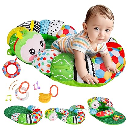 Photo 1 of 3-in-1 Tummy Time Pillow for Baby 0-6 Months, Detachable Caterpillar Tummy Time Playmat for Newborns, Soft Baby Toys 0-3-6-12 Months, Play Mat for Babies Boy Girl

