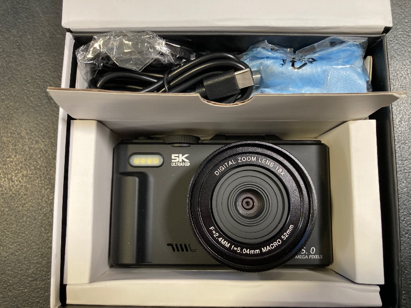 Photo 1 of 5K Digital Camera for Photography, 75MP WIFI Vlogging Camera for YouTube with 3" 180° Flip Screen, UHD Autofocus Video Camera with 18X Zoom, Compact Vlog Travel Camera with 64GB SD Card, 2 Batteries