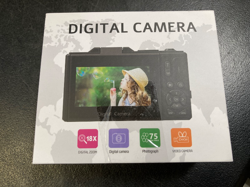 Photo 1 of 5K Digital Camera for Photography, 75MP WIFI Vlogging Camera for YouTube with 3" 180° Flip Screen, UHD Autofocus Video Camera with 18X Zoom, Compact Vlog Travel Camera with 64GB SD Card, 2 Batteries