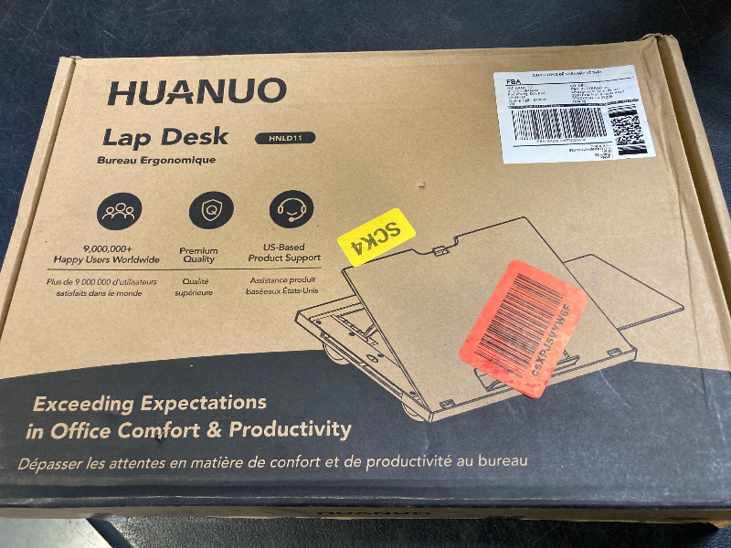 Photo 1 of Adjustable Lap Desk - with 6 Adjustable Angles, Detachable Mouse Pad, & Dual Cushions Laptop Stand for Car Laptop Desk, Work Table, Lap Writing Board & Drawing Desk on Sofa or Bed by HUANUO