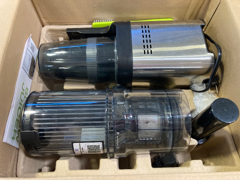 Photo 1 of Cold press Juicer Machines with 4.6" Extra Self-Feeding for Whole Vegetable & Fruit, Juice Extractor with Large Auger & Triple Strainers, Easy to Clean, High Juice Yield, Stainless Steel Silver