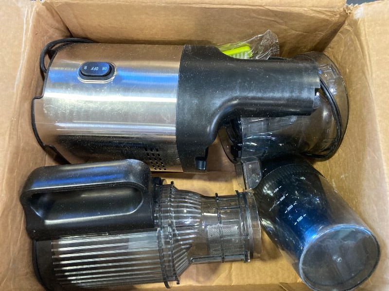 Photo 1 of Cold press Juicer Machines with 4.6" Extra Self-Feeding for Whole Vegetable & Fruit, Juice Extractor with Large Auger & Triple Strainers, Easy to Clean, High Juice Yield, Stainless Steel Silver