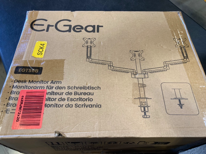 Photo 1 of ErGear Triple Monitor Mount for 13-27 inch Screens, Premium Aluminum Triple Monitors Stand up to 17.6 lbs, Sturdy 3 Monitor Desk Mount with Swivel, Tilt, Rotation, Max VESA 100x100mm