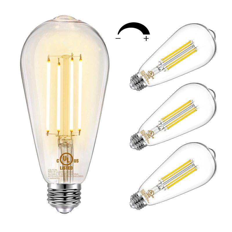 Photo 1 of DAYBETTER 4 Pack Vintage LED Edison Bulbs, E26 Led Bulb 60W Equivalent, Dimmable Led Light Bulbs, High Brightness 800 LM Warm White 2700K, ST58 Antique LED Filament Bulbs, Clear Glass Style for Home