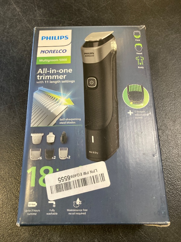 Photo 1 of Philips Norelco Multigroom Series 5000 18 Piece, Beard Face, Hair, Body and Intimate Hair Trimmer for Men - NO BLADE OIL MG5910/49