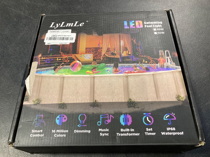 Photo 1 of LyLmLe LED Pool Lights 40W Double Lights for Giant Pools, 12V APP Control Underwater Light with Magnet & Timer, 1600lm, IP68 Waterproof Submersible Light for Aboveground and Inground Pool