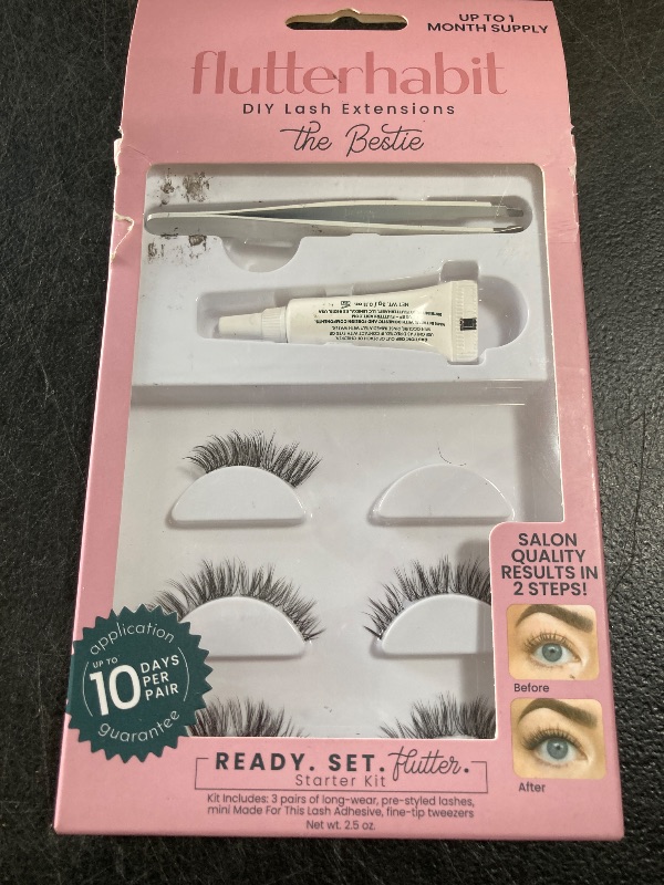 Photo 1 of FlutterHabit Bestie Ready Set Starter Kit, DIY Eyelash Extensions, Lash Clusters for Women, Professional Quality At Home Eyelash Extension Kit, Natural False Lashes, 3 Lash Sets, Lash Glue Included