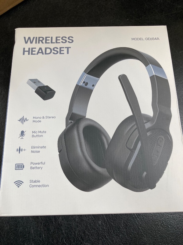 Photo 1 of COSMUSIS Trucker Bluetooth Headset with Dongle, Wireless Headsets with Noise Cancelling Microphone, 50+Hrs HD Talktime Bluetooth Headphones with Detachable Earpad/Single+Dual Mode for Office/Driving
