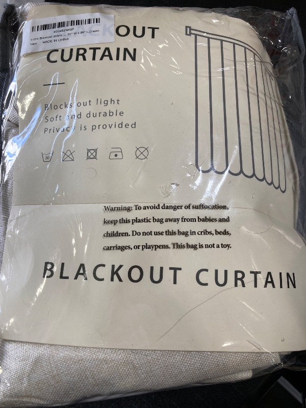 Photo 1 of 100% Blackout Shield Linen Blackout Curtains for Bedroom 96 Inches Long, Back Tab/Rod Pocket Living Room Drapes, Thermal Insulated Blackout Curtains 2 Panels Set, 50" W x 96" L, Cream