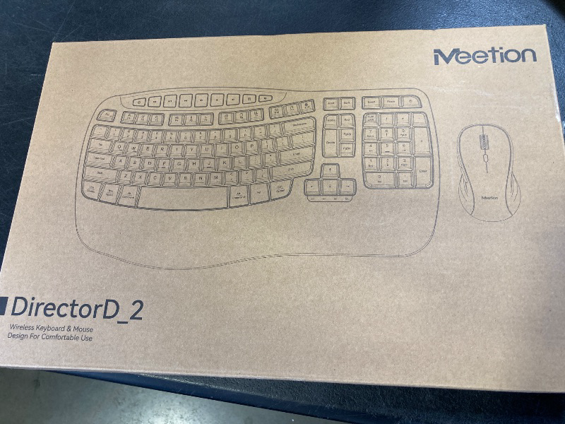 Photo 1 of MEETION Ergonomic Keyboard and Mouse Wireless Combo, Wave Keys Natural Typing, 2.4G USB Receiver Wireless Keyboard with Wrist Rest, 4 Adjustable DPI Optical Mouse, Computer/Laptop/Windows/Mac, Black