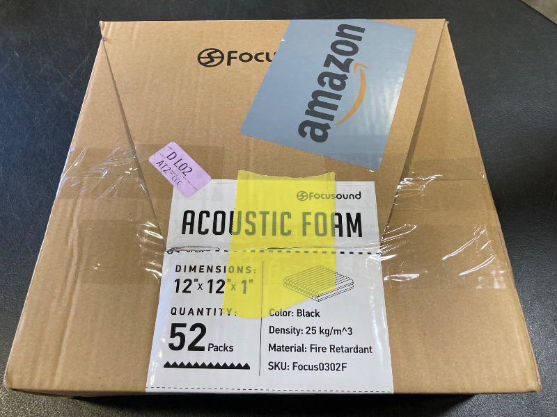 Photo 1 of Focusound 52 Pack Acoustic Foam Panels 1" x 12" x 12" Sound Proof Foam Panles Soundproofing Noise Cancelling Wedge Panels for Home Office Recoding Studio with 300PCS Double-Side Adhesive