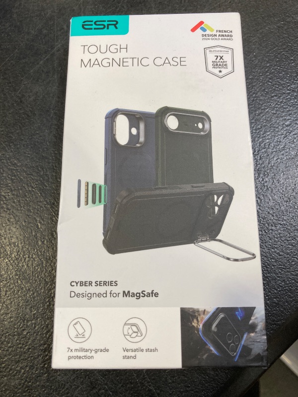 Photo 1 of ESR for iPhone 17 Pro Case with Stash Stand, 7X Military-Grade Drop Protection with Camera Control, Shock-Absorbing Phone Rugged Cover, Compatible with Mag Safe Accessories, Cyber Series, Black