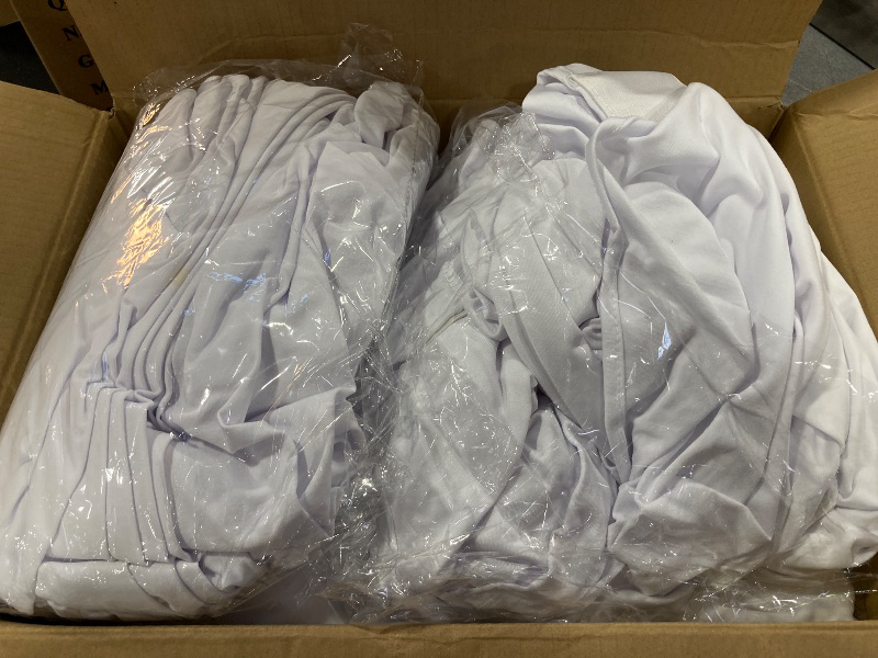 Photo 1 of Enjoyidea Table Cover for 6 foot Rectangle Tables-8 Pack White Fitted Stretch Tablecloth-Elastic Spandex 6ft Folding Tablecloths for Party, Vendor Booth Display, Banquet Buffet Event, Craft Trade Show