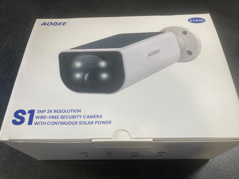 Photo 1 of AOQEE Cameras for Home Security-2.4GHz Wireless Security Camera Outdoor with AI Motion Detection & Siren, Non-Stop Solar Powered Charging, 2K Color Night Vision, SD/Cloud Storage, Waterproof, S1 4P