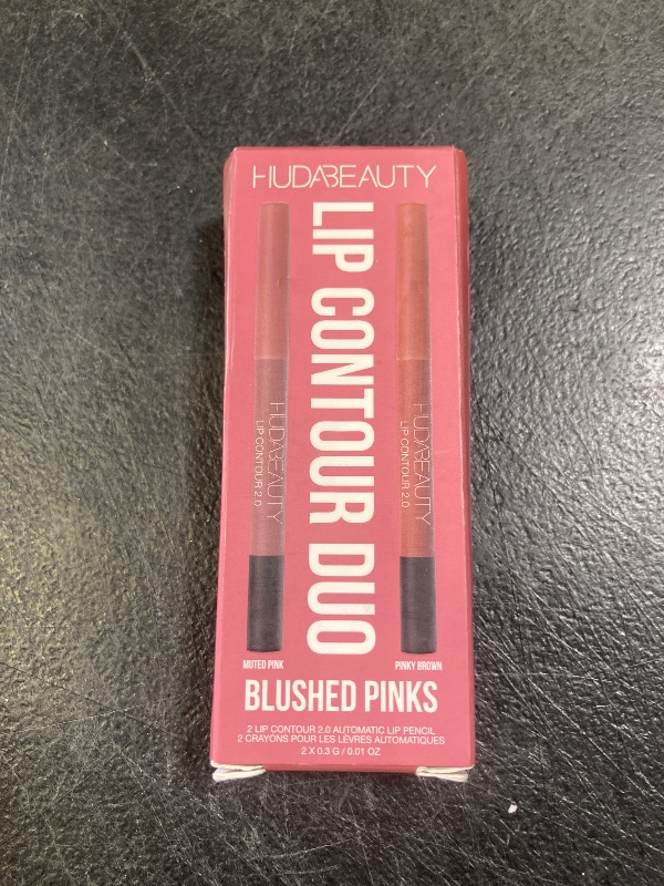 Photo 1 of Huda Lip Contour Duo Blushed Pinks - 2 Mini Lip Pencils in Muted Pink and Pinky Brown