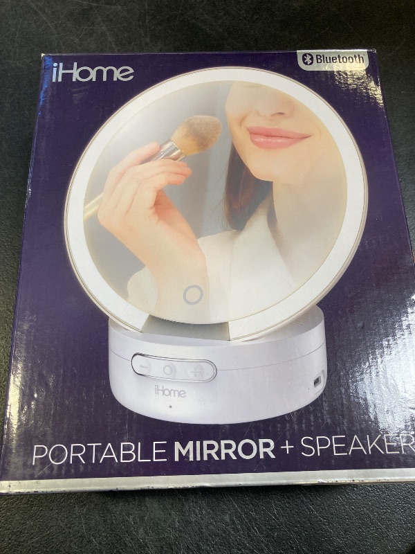 Photo 1 of iHome Makeup Mirror with Lights and Bluetooth Speaker, Travel Mirror is Portable and Rechargeable – White (iCVBT9W.EXv24)
