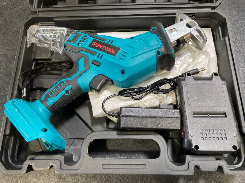 Photo 1 of 21v Cordless Reciprocating Saw, 2.0 Ah Battery Operated Reciprocating Saw With Charger,Hog Ring Anvil And 4 Pcs Blades For Wood Pvc Pipe Tree Cutting By SHINTYOOL