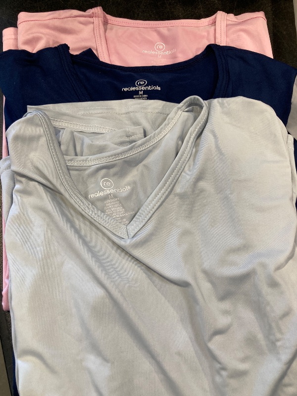 Photo 1 of 5-Pack Women's Short Sleeve V-Neck Activewear T-Shirt Dry-Fit Moisture Wicking Performance Yoga Top - M